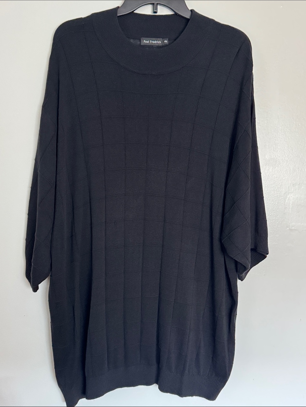 Paul Fredrick Black Crewneck Short-Sleeve Knit Sweater